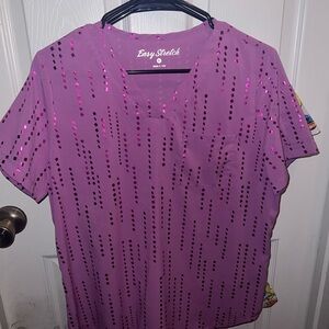 Pink Sequin Women's scrub top. Size M.